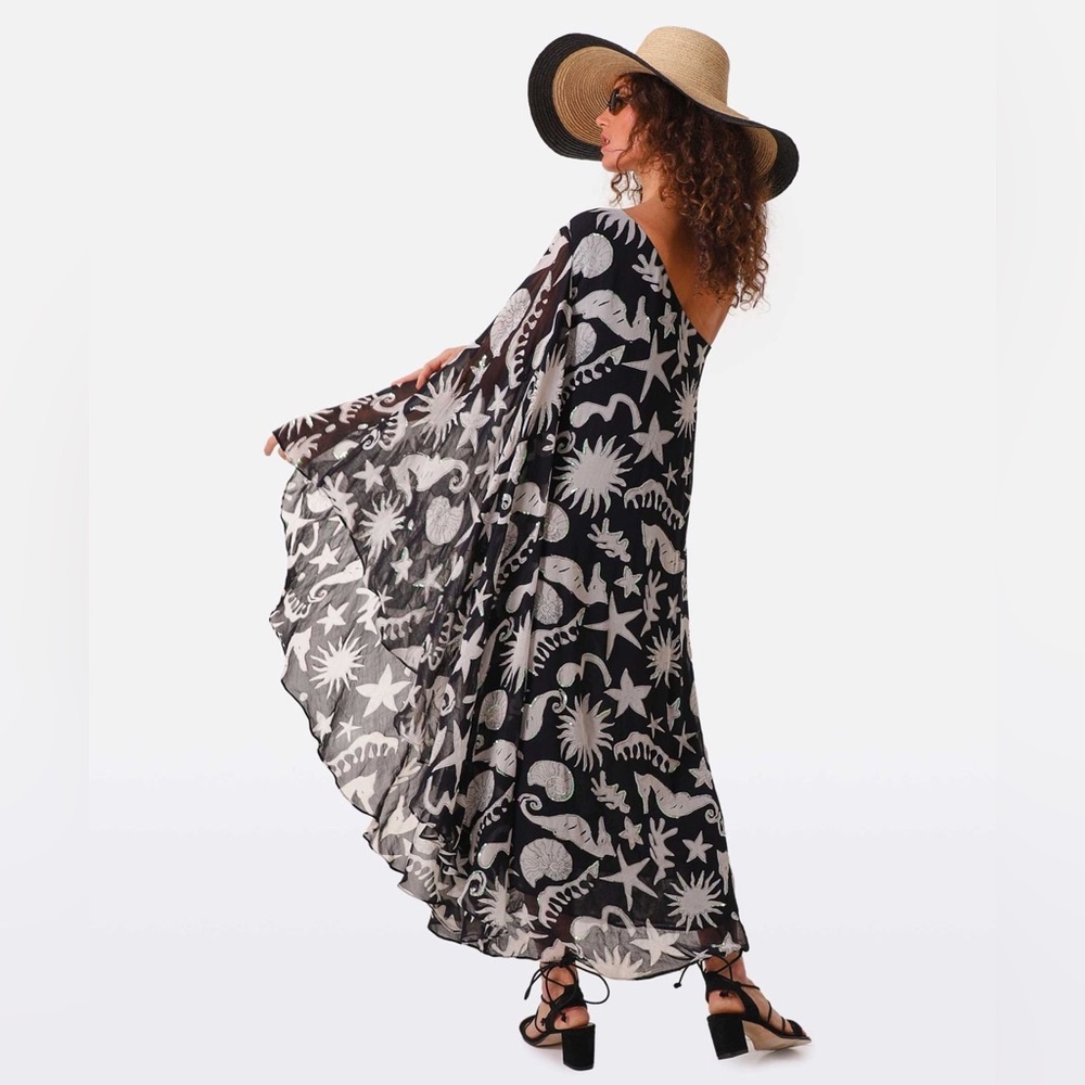 $470 RIXO
Liza Oceanic Draped-Sleeve Dress size L - Picture 3 of 12